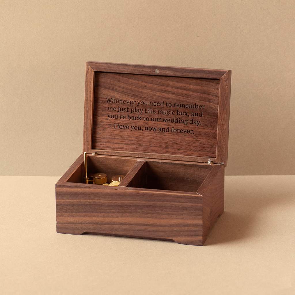 Initials and date music box with flower
